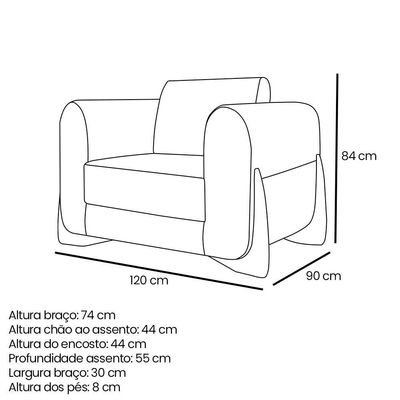 Kit 2 Poltronas E Sofá 2 Lugares Linho Areia Pés Castanho