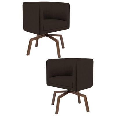 2 Poltronas Base Ka Madeira Betina C-34 Marrom Domi
