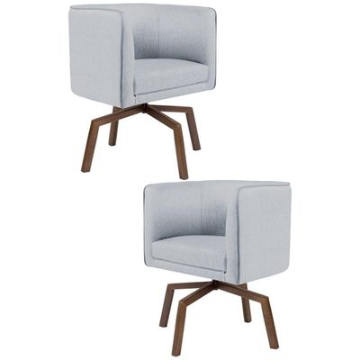 2 Poltronas Base Ka Madeira Betina C-315 Linho Cinza Domi