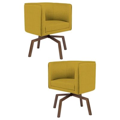 2 Poltronas Madeira Betina B-279 Veludo Mostarda Domi