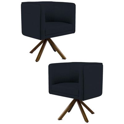 2 Poltronas Base Giromad Madeira Betina C-05 Preto Domi