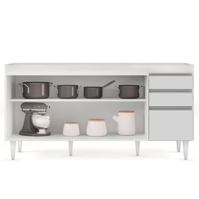 Balcão Gabinete 160Cm 4 Portas Arkansas Branco