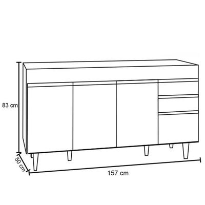 Balcão Gabinete 160Cm 4 Portas Arkansas Branco