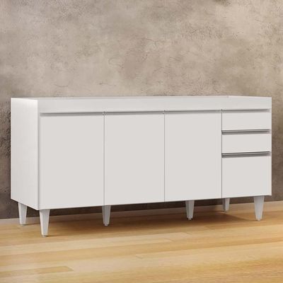 Balcão Gabinete 160Cm 4 Portas Arkansas Branco