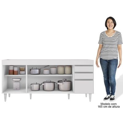Balcão Gabinete 160Cm 4 Portas Arkansas Branco