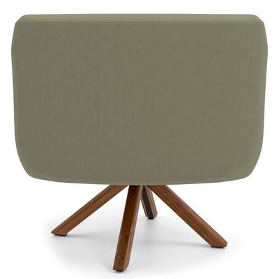 Kit 2 Poltronas Giratórias Base Madeira C-19 Bege