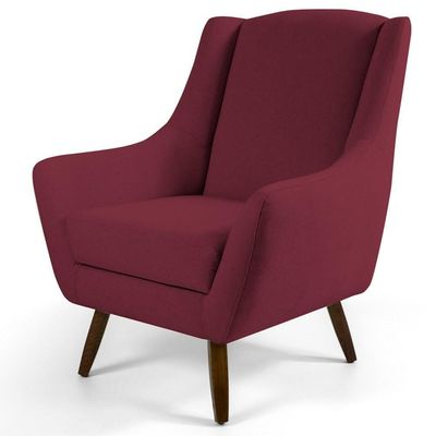 Kit 02 Poltronas Juliet Pés De Madeira B-278 Marsala