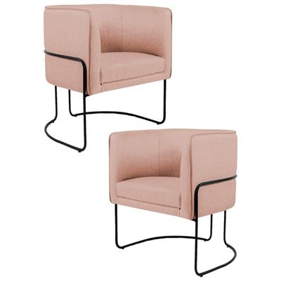 Kit 2 Poltronas Decorativas Base Aço Betina C-105 Rosê