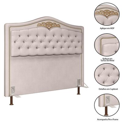 Cabeceira Casal 140Cm Com Calçadeira Baú J02 Bege