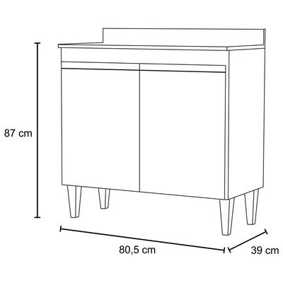 Balcão Gabinete 80Cm 2 Portas Hawai Preto/Cinza Lumil Móveis