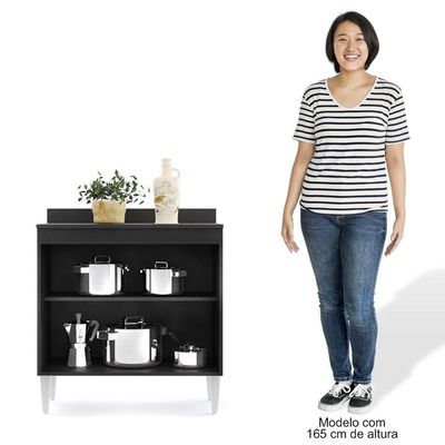 Balcão Gabinete 80Cm 2 Portas Hawai Preto/Cinza Lumil Móveis