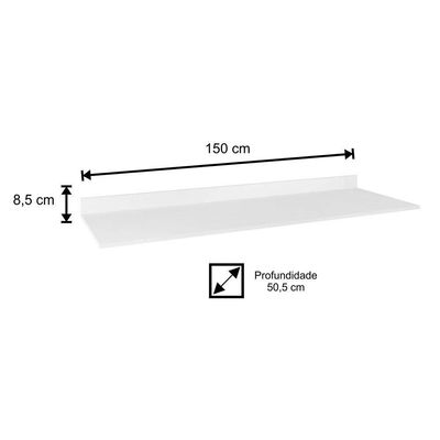 Balcão Gabinete 150Cm 4 Portas C/ Tampo Lis L03 Branco/Preto