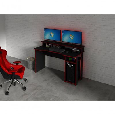 Mesa Para Computador Gamer Me4153 Preto Vermelho