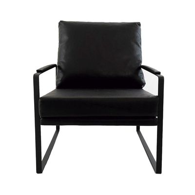 Poltrona Boss Pu Preta Com Base De Ferro