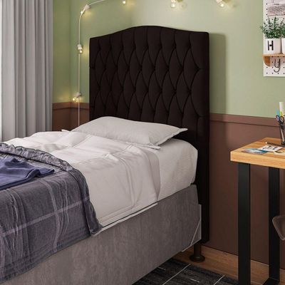 Cabeceira Estofada Box Solteiro Greta 90cm Com Frame Marrom