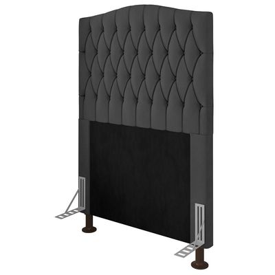 Cabeceira Estofada Box Solteiro Greta 90cm Com Frame Cinza