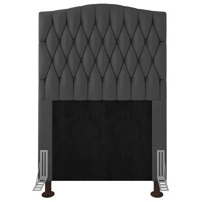 Cabeceira Estofada Box Solteiro Greta 90cm Com Frame Cinza
