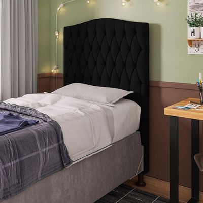 Cabeceira Estofada Box Solteiro Greta 90cm Com Frame Preto