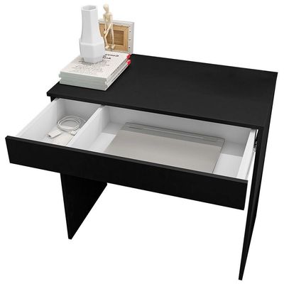 Mesa Escrivaninha Bp 100% Mdf 80cm Com 01 Gaveta Preto
