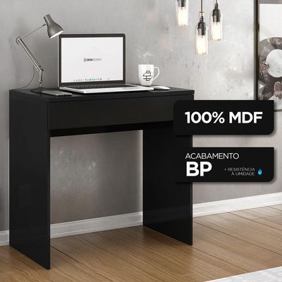 Mesa Escrivaninha Bp 100% Mdf 80cm Com 01 Gaveta Preto
