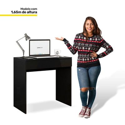 Mesa Escrivaninha Bp 100% Mdf 80cm Com 01 Gaveta Preto