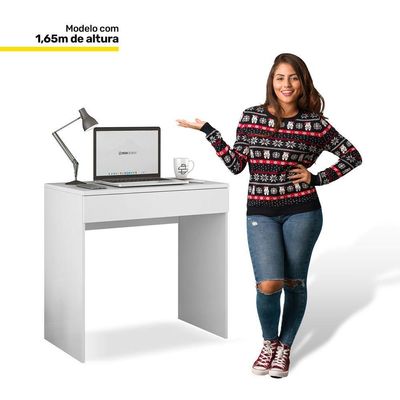 Mesa Escrivaninha Bp 100% Mdf 80cm Com 01 Gaveta Branco