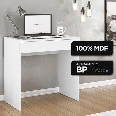 Mesa Escrivaninha Bp 100% Mdf 80cm Com 01 Gaveta Branco