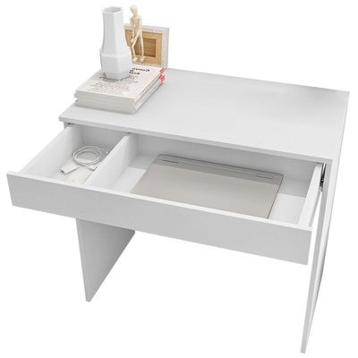 Mesa Escrivaninha Bp 100% Mdf 80cm Com 01 Gaveta Branco