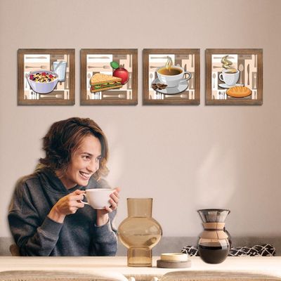 Quadro Cozinha Café Padaria Copa 20X20Cm Kit 4 Un Ypê