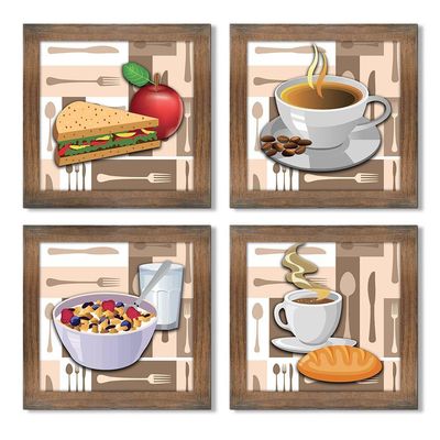 Quadro Cozinha Café Padaria Copa 20X20Cm Kit 4 Un Ypê