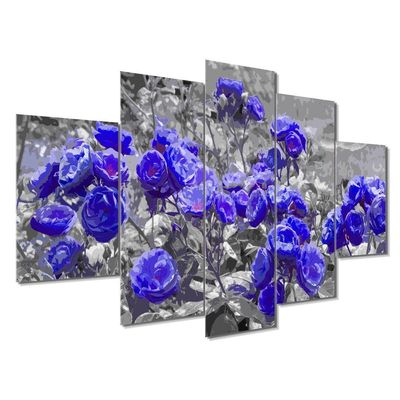 Kit 5 Placa Quadro Quarto Sala Flores Vermelha Rosas Roxas