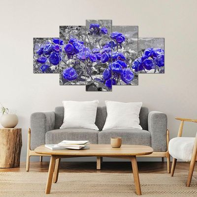Kit 5 Placa Quadro Quarto Sala Flores Vermelha Rosas Roxas