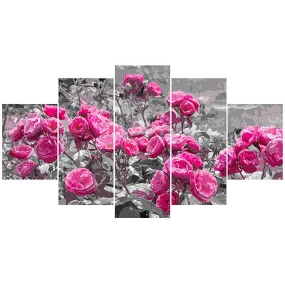 Kit 5 Placa Quadro Quarto Sala Flores Vermelha Rosas Rosadas