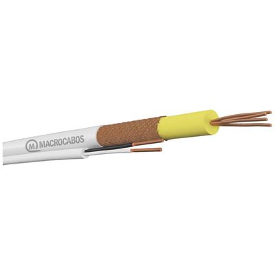 Cabo Coaxial RF 4MM+BIPOLAR Alimentacao Externa 2X26AWG 85% de Malha 100 Metros Branco
