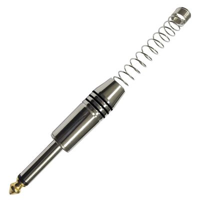 Plug P10 Mono com Mola Espacada Preto com Ponta GOLD