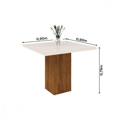 Mesa Centro Londres 90Cm X 90Cm Imbuia BlonOff White Viero