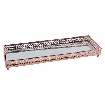 Bandeja Espelhada e Metal Cobre 30cm X 11,5cm X 3,1cm