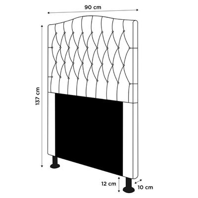 Cabeceira Estofada Box Solteiro Greta 90cm Com Frame Bege
