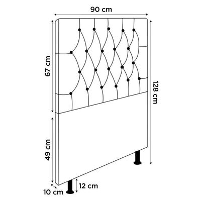 Cabeceira Estofada Box Solteiro Diamond 90cm Com Frame Bege