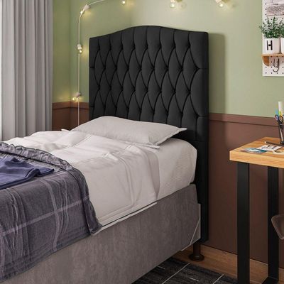Cabeceira Estofada Box Solteiro Greta 90cm Com Frame Preto