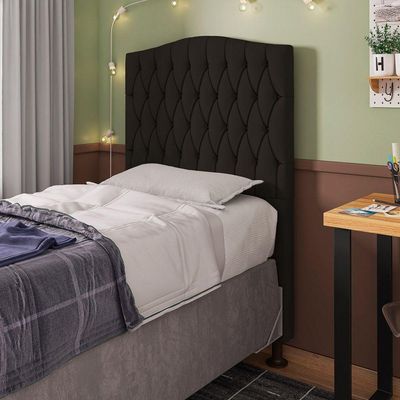 Cabeceira Estofada Box Solteiro Greta 90cm Com Frame Marrom