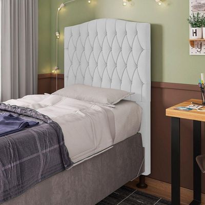 Cabeceira Estofada Box Solteiro Greta 90cm Com Frame Branco