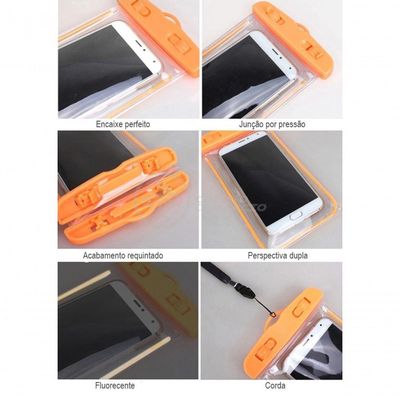Capa Bolsa A Prova Dágua Impermeável Universal Para Celular - Amarelo