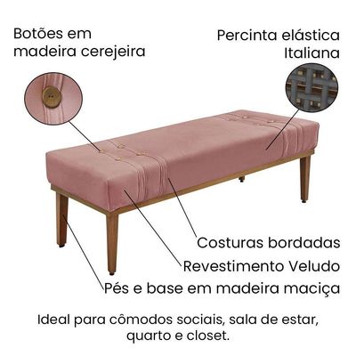 Calçadeira Recamier Queen 1,60m Gênova Veludo Rosa