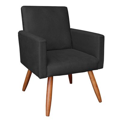 Kit 2 Poltronas Nina Suede Pés Palito Castanho - Pallazio Cor Preto