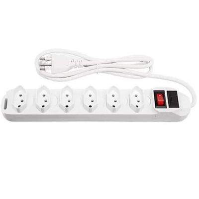 Filtro De Linha Régua Extensão Com 6 Tomadas 2P+T Com Cabo 3 Mts Bivolt