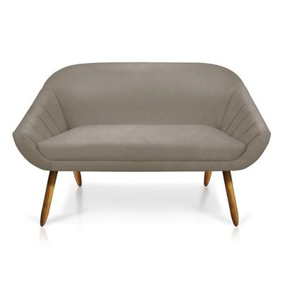 Kit 01 Namoradeira 02 Lugares e 02 Poltronas Giovana Suede Marrom Rato Castanho