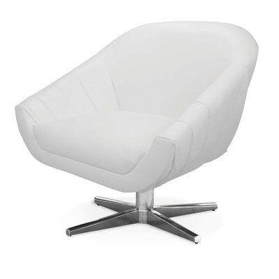 Poltrona Giratória Giovana Corino Branco Base Cromada