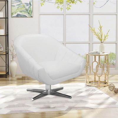 Poltrona Giratória Giovana Corino Branco Base Cromada