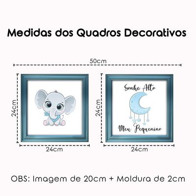 Kit 2 Quadro Infantil Elefante Menino 2